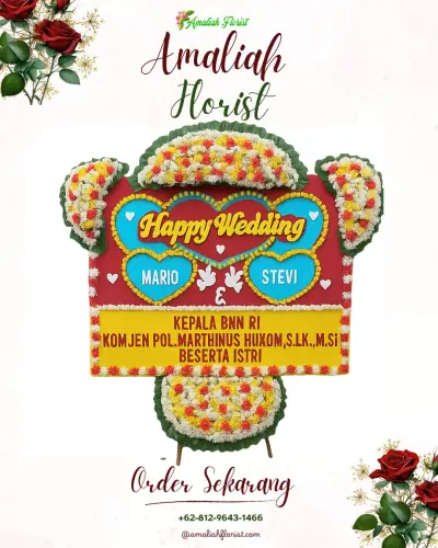 Karangan Papan Bunga Pernikahan di Cicareuh
